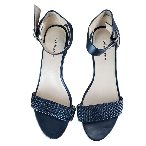 White Mt Emerie Heels Womens 8 Black Faux Leather Strappy Open Toe Sandals Shoes - Picture 2 of 10